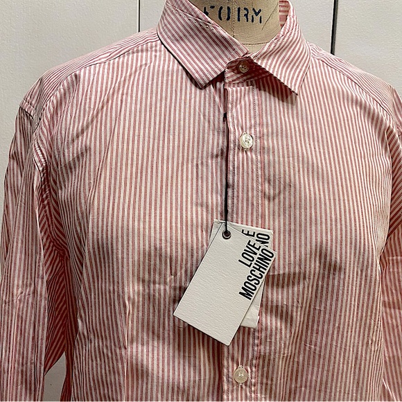 lOVE Moschino pink button down shirt - Picture 3 of 11